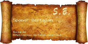 Sponer Bertalan névjegykártya